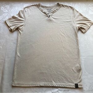 Lucky Brand Venice Burnout Beige Henley Shirt Men’s Size S Bohemian Minimalist